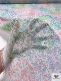 Ditsy Floral Stalks Printed Polyester Chiffon - Pink / Lavender / Periwinkle / Greens