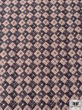 Geometric Sketch Printed Cotton Poplin - Nude / Purple / Eggplant
