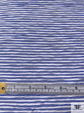 Italian Novelty Striped Polyester Shirting with Vertical Stretch - Blue / White