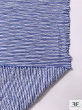 Italian Novelty Striped Polyester Shirting with Vertical Stretch - Blue / White