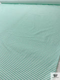 Italian Striped Plissé Cotton Blend Shirting - Aquamarine / White