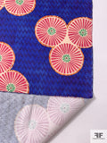 Pinwheel Printed Lightweight Stretch Cotton Twill - Indigo / Berry Pink / Orange / Bright Green