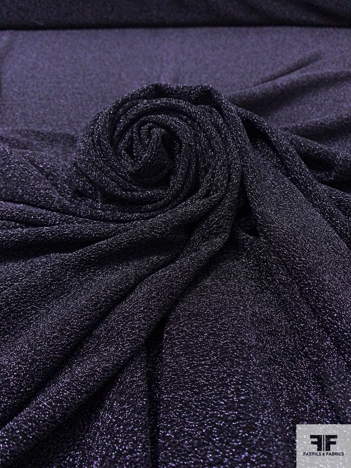 Sparkly Stretch Lamé Kint - Metallic Purple / Black