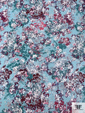 Floral Bundles Printed Netting - Aqua Blue / Teal / Berry Pinks / White