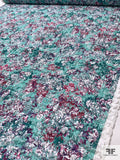 Floral Bundles Printed Puckered Popcorn Knit - Aquamarine / Teal / Berry Pinks / White