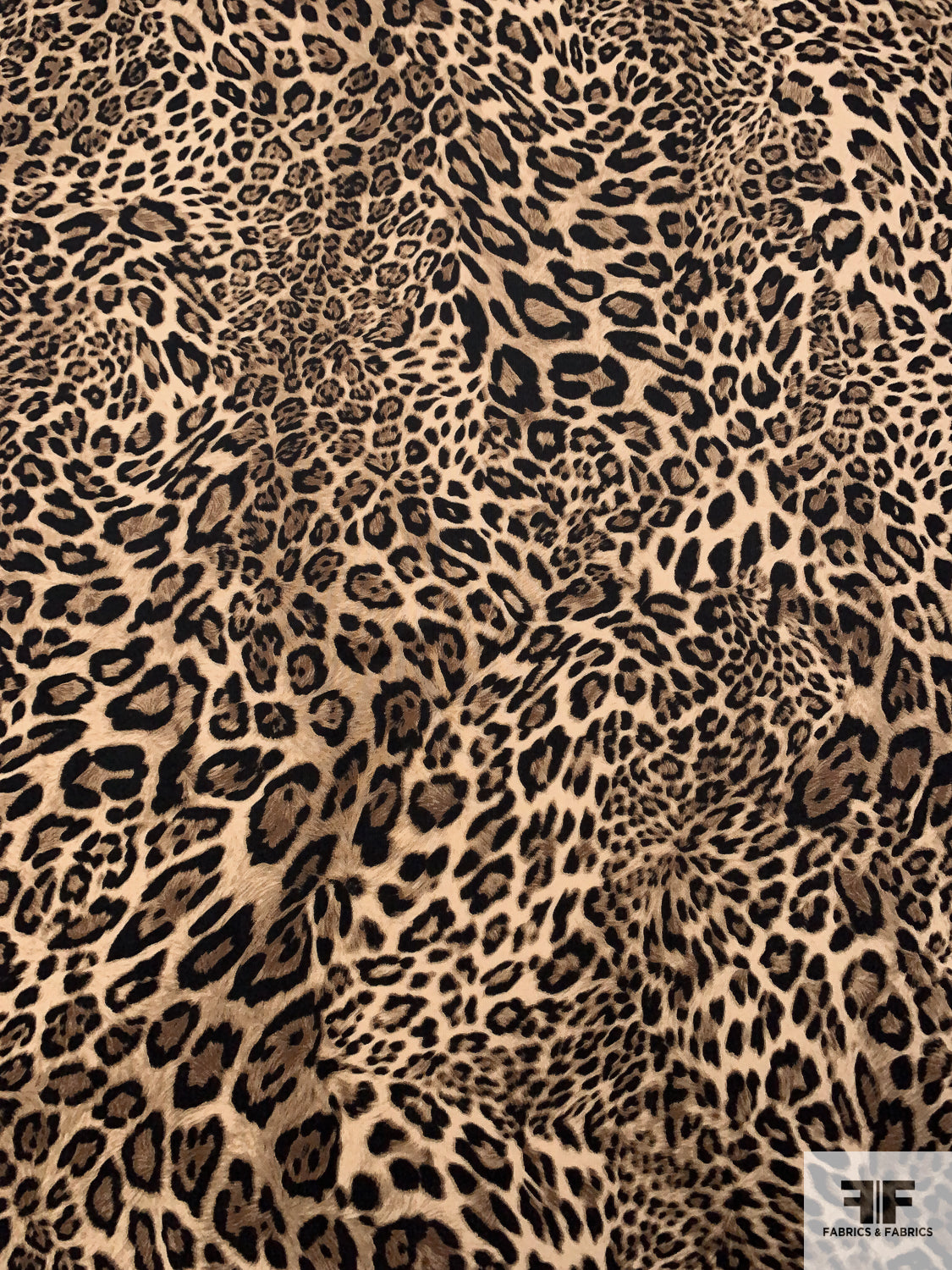 Leopard Printed Scuba Kint - Tan / Black
