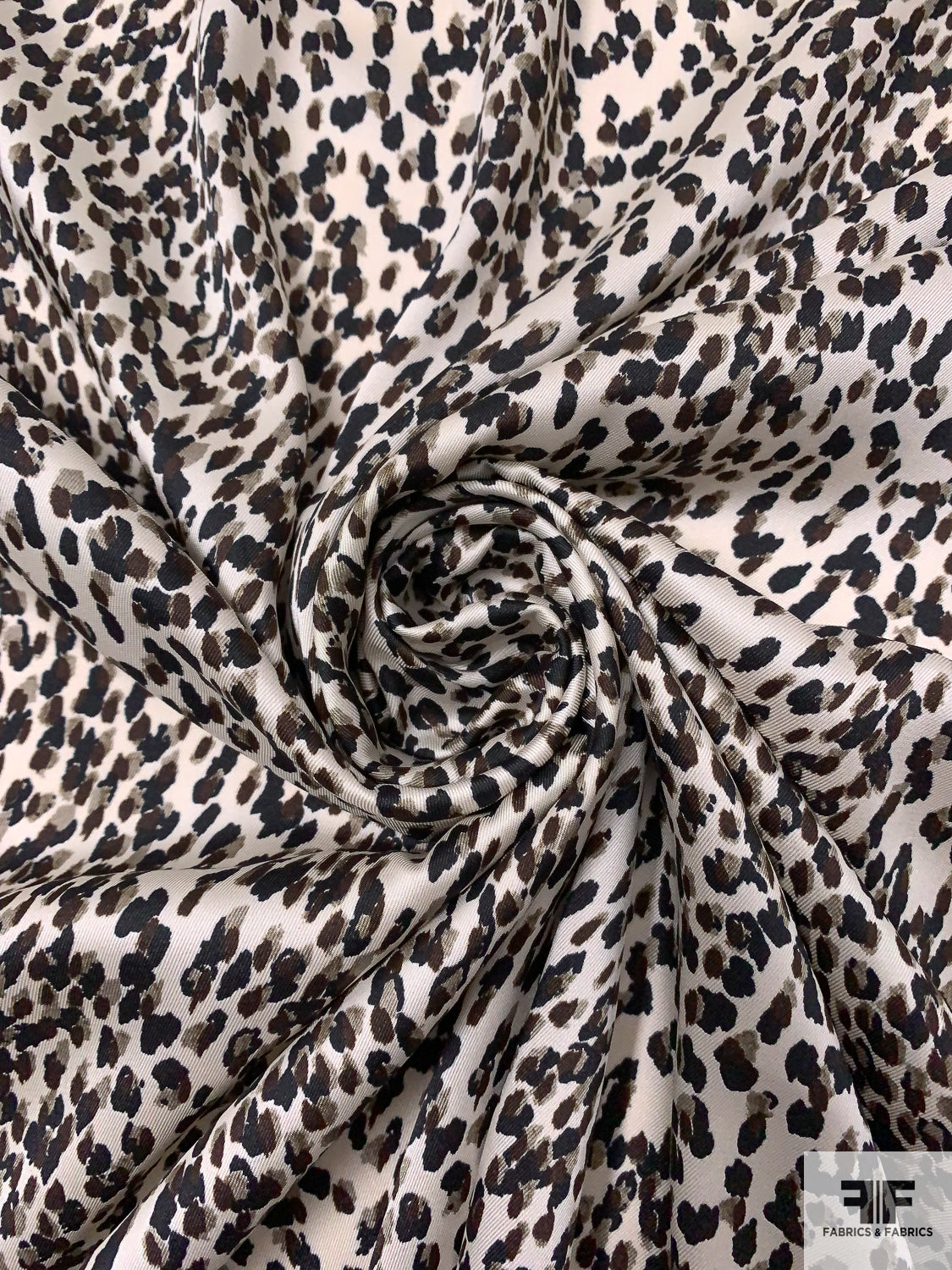 Wispy Pattern Wispy Pattern Fine Printed Polyester Twill - Black/Brown/Taupe/Light ...