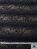 Hazy Floral Pattern Brocade - Navy / Khaki / Black