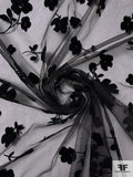 Floral Flocked Tulle - Black