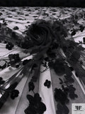 Floral Flocked Tulle - Black