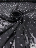 Floral Burnout and Broken Circles Printed Polyester Chiffon - Black / White