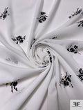 Small Floral Bouquets Printed Lightweight Polyester Crepe - Off-White / Black / Ochre