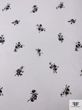 Small Floral Bouquets Printed Lightweight Polyester Crepe - Off-White / Black / Ochre