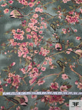 Smoky Floral Printed Polyester Chiffon - Cloudy Sage / Pinks
