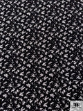 Ditsy Floral Clusters Printed Polyester Crepe de Chine - Black / Off-White