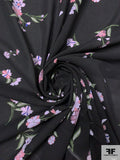 Floral Printed Polyester Georgette - Dusty Pink / Lilac / Green / Black
