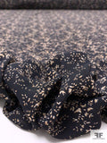 Ditsy Leaf Clusters Printed Polyester Chiffon - Tan / Black