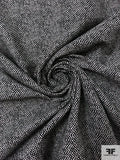 Italian Herringbone Style Yarn-Dyed Suiting with Vertical Stretch - Black / Off-White