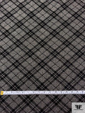 Diagonal Plaid Polyester Knit - Black / Grey / Off-White