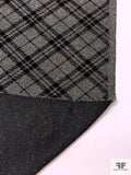Diagonal Plaid Polyester Knit - Black / Grey / Off-White