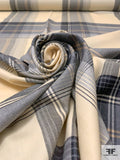 Italian Plaid Flannel Wool Suiting - Cream / Black / Black