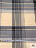 Italian Plaid Flannel Wool Suiting - Cream / Black / Black