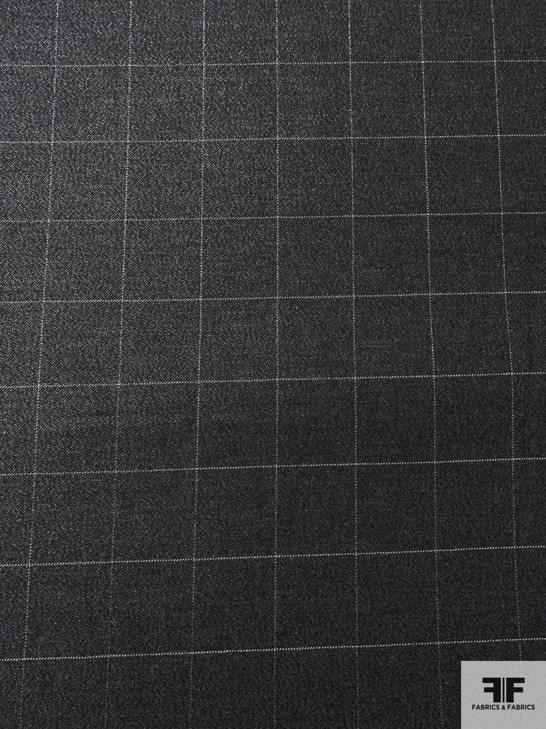 Italian Windowpane Soft Stretch Suiting - Dark Grey / Light Grey