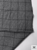 Italian Windowpane Flannel Wool Suiting - Heather Grey / Navy