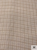 Italian Plain-Weave Virgin Wool Blend Suiting with Textured Windowpane Design - Beige / Marigold / Off-White