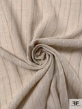 Italian Plain-Weave Virgin Wool Blend Suiting with Textured Striped Design - Beige / Marigold / Off-White