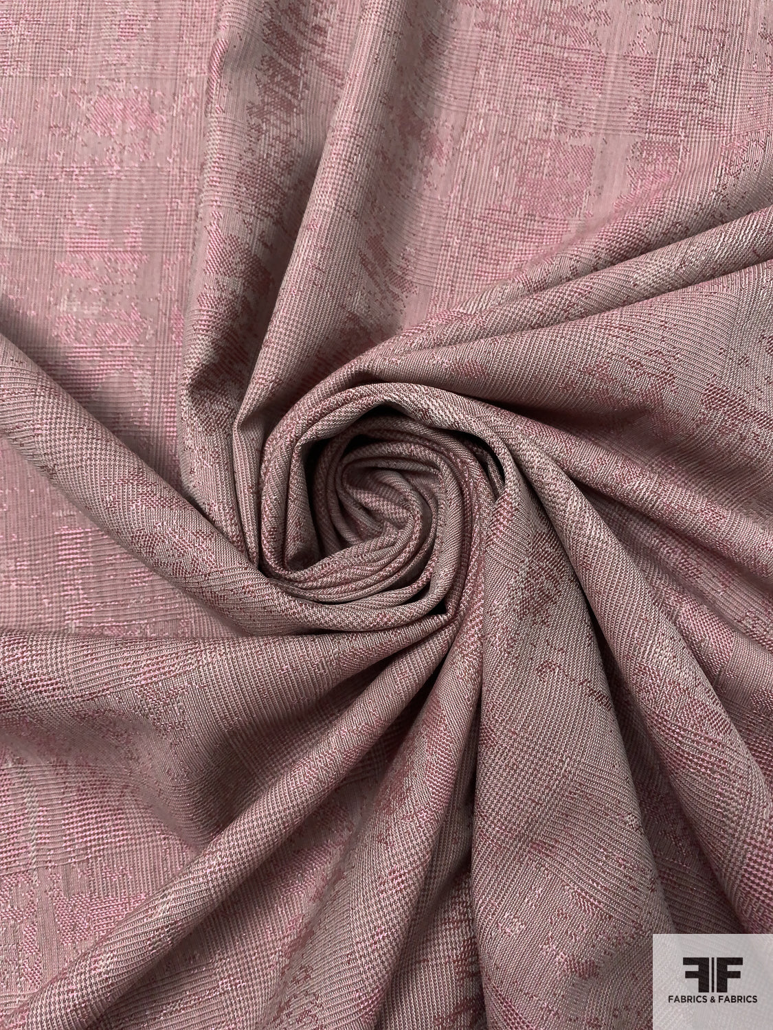 Fine Jacquard Glen Plaid Wool Suiting - Dusty Pink / Light Beige