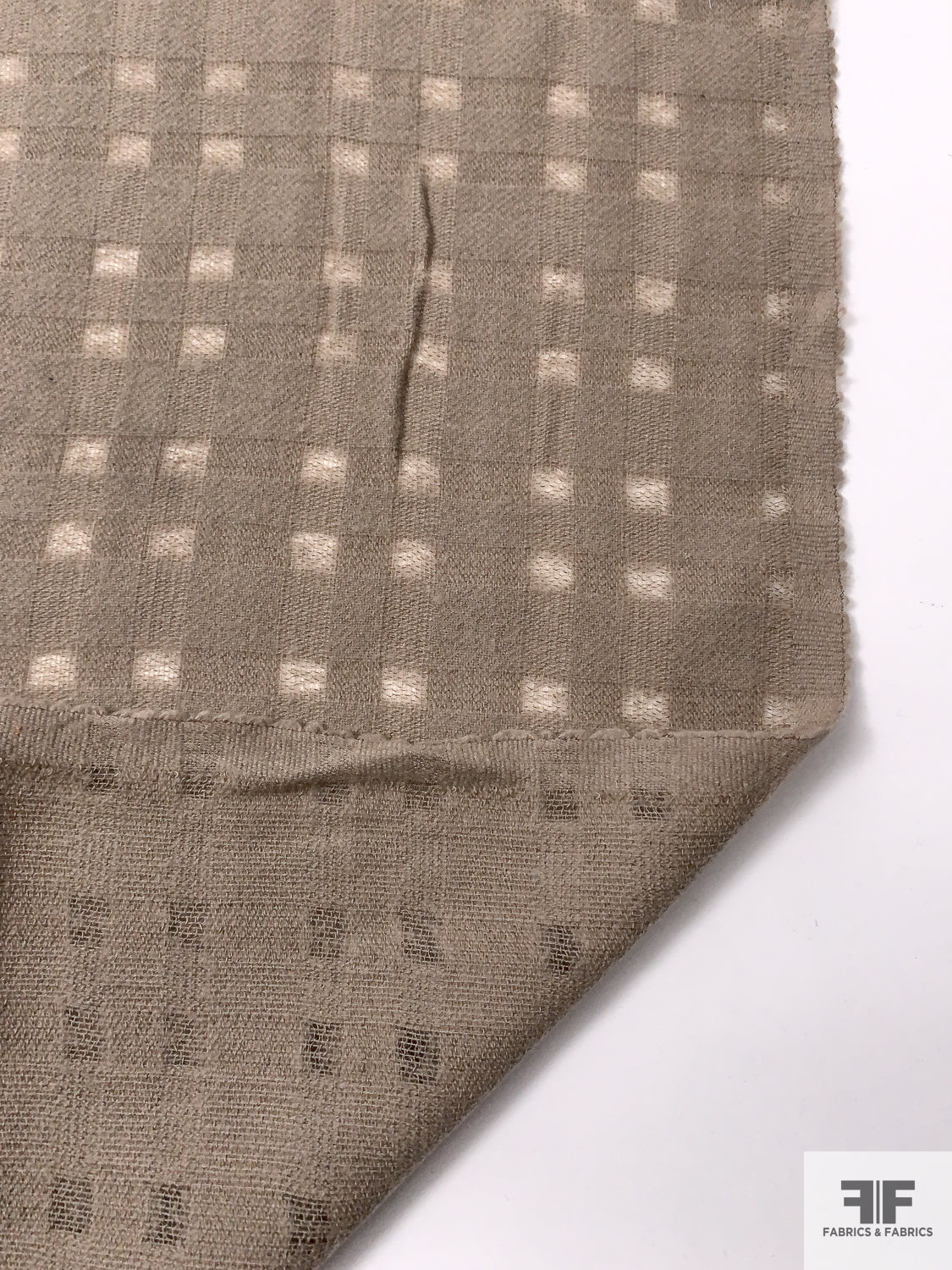 Open Squares Novelty Brushed Wool - Soft Khaki
