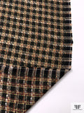 Windowpane Plaid Wool Blend Tweed Suiting - Forest Green / Burgundy / Dusty Chartreuse