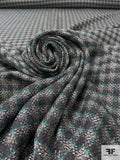 Gingham Wool Tweed Suiting - Dark Grey / Jade Green / Off-White