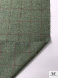 Windowpane Lambswool Suiting - Earthy Green / Burnt Orange / Berry Pink