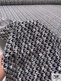Novelty-Weave Tweed Suiting with Laminated Fibers - Navy / White / Ivory