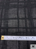 Windowpane Lightweight Wool-Cotton Gauze - Black