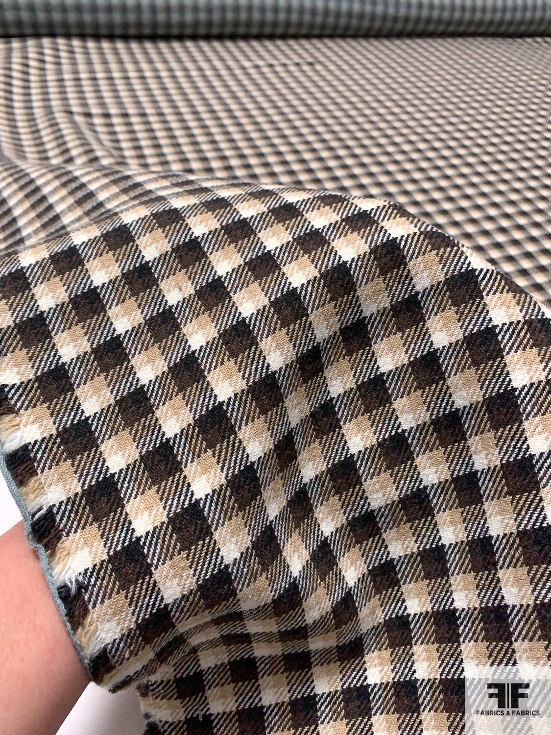 Double-Sided 2-Ply Gingham Plaid Jacket Weight - Black / Brown / Beige / Off-White