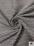 Italian Slightly Stiff Ladies Tweed Suiting - Dark Grey / Off-White