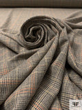 Glen Plaid Brushed Cotton Suiting - Bisque / Grey / Orange
