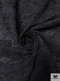 Italian Houndstooth Textured Tweed-Like Sheer Novelty - Black