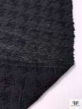 Italian Houndstooth Textured Tweed-Like Sheer Novelty - Black