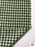 Houndstooth Brushed Jacket Weight with Lurex Fibers - Pickle Green / Off-White / Silver