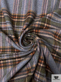 Plaid Soft Wool Blend Jacket Weight - Grey / Olive Green / Dark Ochre / Beige