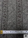 Brushed Wool Flannel with Leaf Vine Metallic Thread Embroidery - Heather Grey / Multicolor Metallic