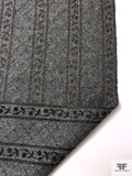 Brushed Wool Flannel with Leaf Vine Metallic Thread Embroidery - Heather Grey / Multicolor Metallic
