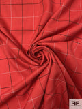 Windowpane Gabardine Wool Suiting - Red / Black / White