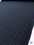 Plaid Plain-Weave Lightweight Wool Blend Suiting - Teal / Navy / Black