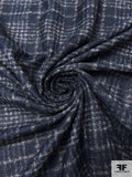 Italian Plaid Wool-Like Brushed Soft Knit - Navy / Grey