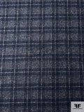 Italian Plaid Wool-Like Brushed Soft Knit - Navy / Grey